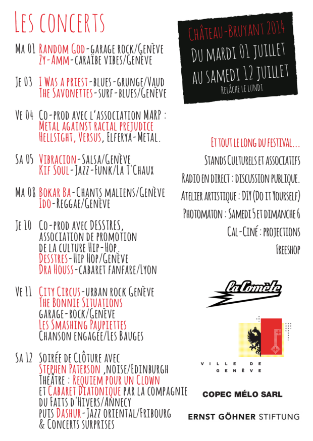 Chatô Bruyant 2014 - Programme